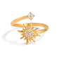 18K Gold-Plated Zircon Sun Bypass Ring - DAVERRI FASHIONS