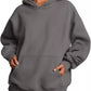 Soft oversized gray kangaroo pocket long sleeve hoodie