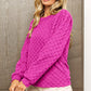 Vibrant magenta BiBi Round Neck Brushed Checker Top sweater size S