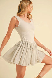 Aemi+Co Frill Sleeveless Drop Waist Mini Dress | Daverri Fashions