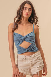 BiBi Rayon Span Jersey Knit Double Twist Front Cami Top | Cami Tops Daverri Fashions