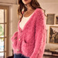 SO ME Soft Touch Hairy Loose Fit Cozy Sweater Cardigan - DAVERRI FASHIONS