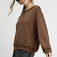 Umgee Round Neck Long Sleeve Fleece Sweatshirt - DAVERRI FASHIONS