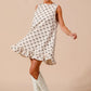 SO ME Texture Bow Printed Mini Ruffle Dress