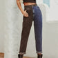 Two Tone Straight Leg Jeans - DAVERRI FASHIONS