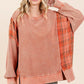Mittoshop Plaid Panel Mineral Wash French Terry Sweatshirt FADED BRICK M L
