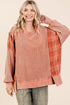 Mittoshop Plaid Panel Mineral Wash French Terry Sweatshirt FADED BRICK M L