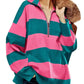 Striped Half-Zip Oversized Sweatshirt - DAVERRI FASHIONS