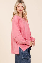 Mittoshop Mineral Wash Raglan Long Sleeve Oversized Top | Tops Daverri Fashions