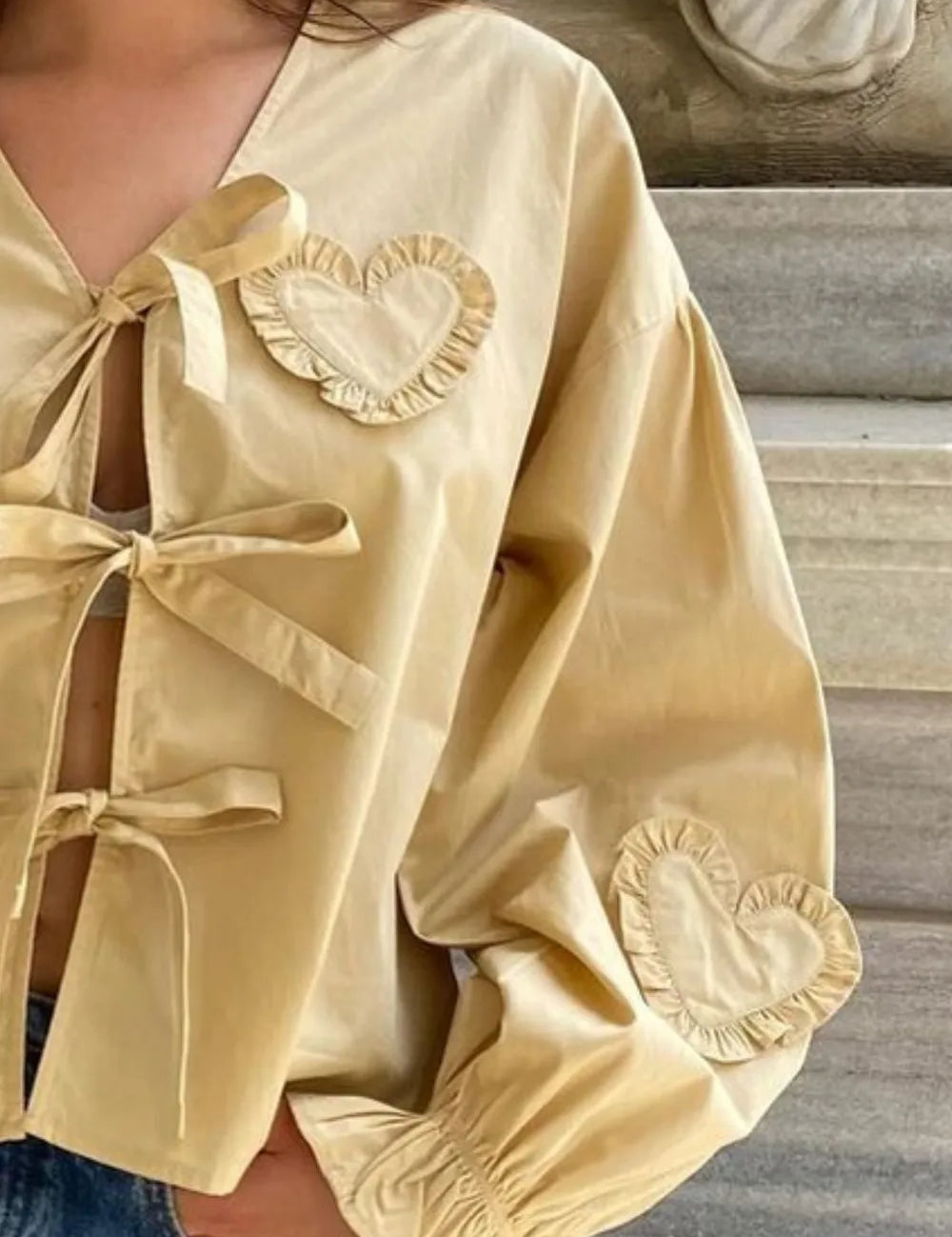 Tied Flounce Sleeve Blouse | Blouses Daverri Fashions