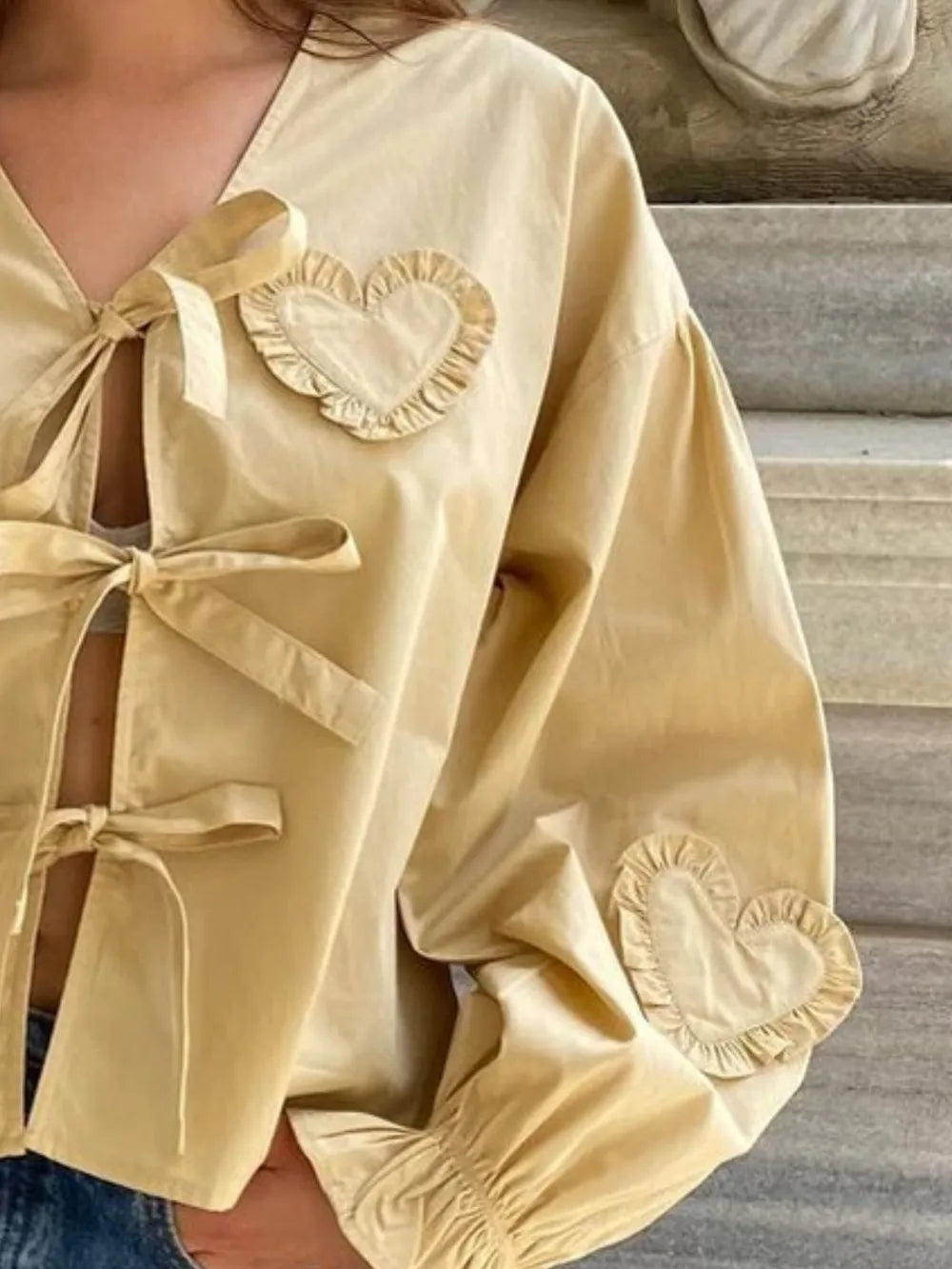 Tied Flounce Sleeve Blouse | Blouses Daverri Fashions