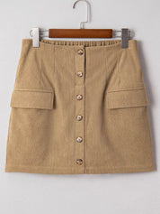 Corduroy Buttoned Front Mini Skirt | Skirts Daverri Fashions