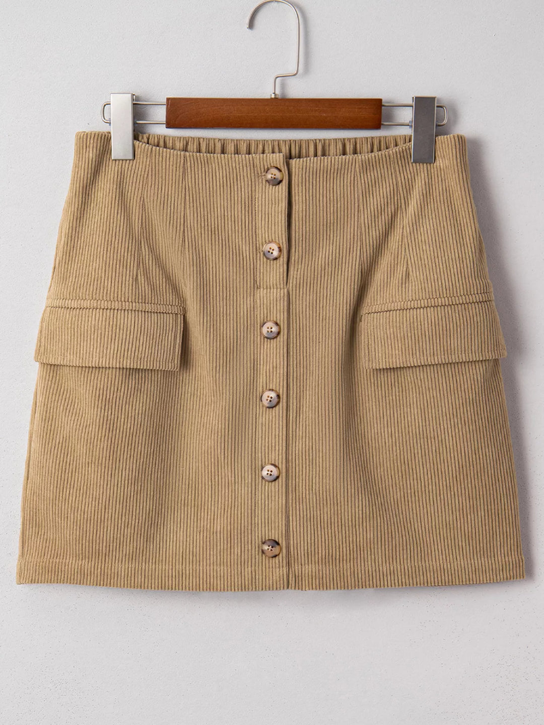Corduroy Buttoned Front Mini Skirt | Skirts Daverri Fashions