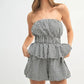 MABLE Gingham Tube Top and Shorts Set Black
