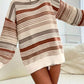 Rainbow Striped Drop Shoulder Oversized Sweater - DAVERRI FASHIONS