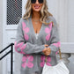 Flower Open Front Long Sleeve Cardigan - DAVERRI FASHIONS