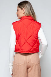 Snobbish Snap Down Quilted Crop Vest | Vest Jackets Daverri Fashions