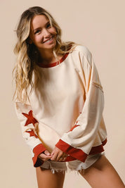 BiBi French Terry Top With Patch Detail Sweatshirt | Sweatshirts Daverri Fashions