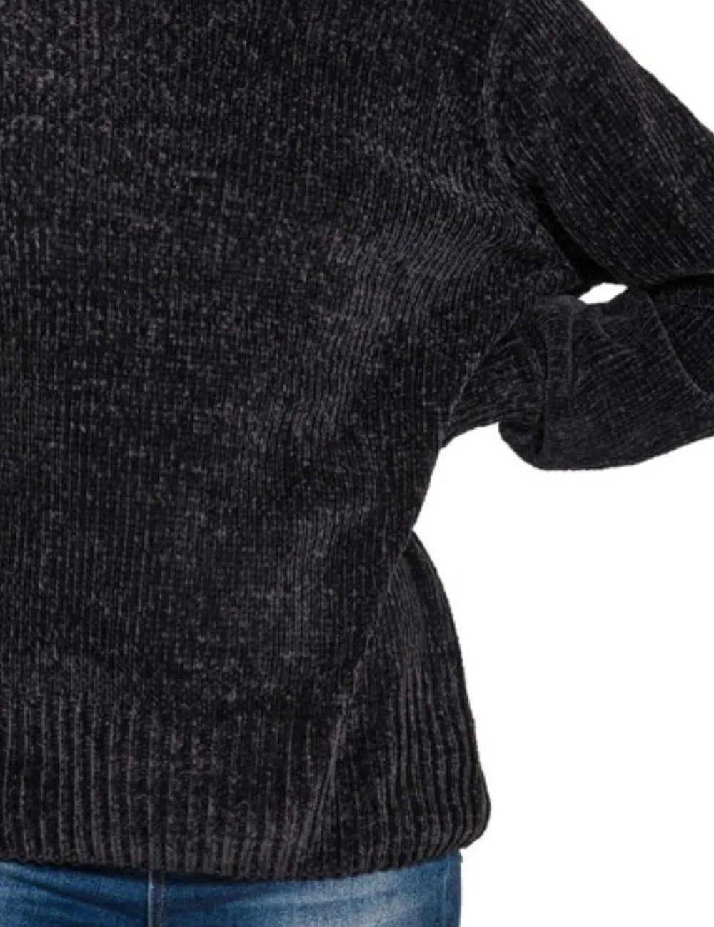 Zenana Round Neck Balloon Sleeve Chenille Sweater | Sweaters Daverri Fashions