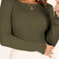 Lettuce Edge Round Neck Long Sleeve Top - DAVERRI FASHIONS