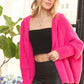 ADORA Soft Fuzzy Sweater Hoodie Cardigan HOT PINK Cardigans