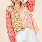 Mittoshop Mixed Patchwork Print Long Sleeve Blouse Tops