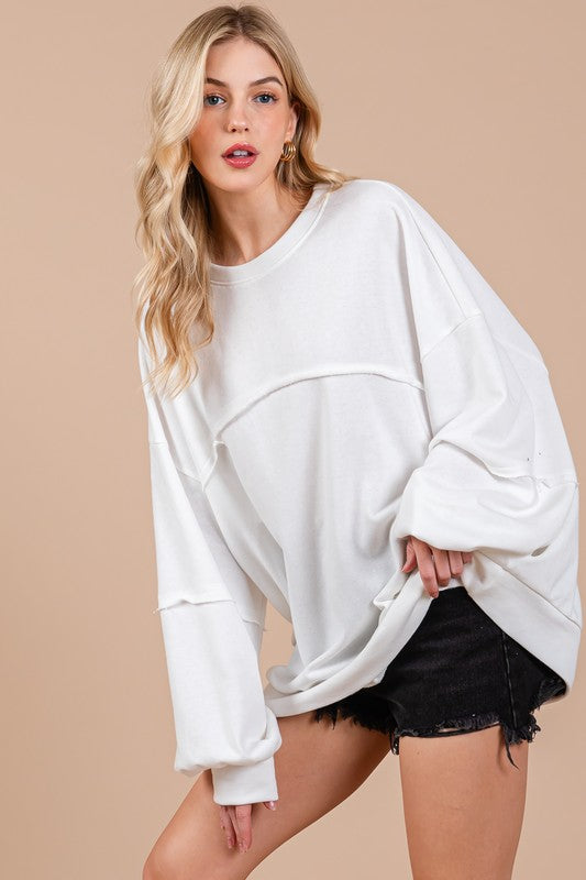 Ces Femme Exposed Seam Long Sleeve Sweatshirt Sweatshirts