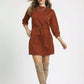 Umgee Drawstring Cable Knit Mini Dress with Pockets - DAVERRI FASHIONS