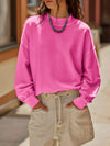 Vibrant pink Daverri exposed seam dropped shoulder sweatshirt with frayed cuffs
