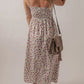 Multicolour bohemian ditsy floral smocked fit flare sundress, off-white maxi with thin straps