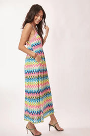 Davi & Dani Multi Color Crochet Lace Midi Dress | Daverri Fashions
