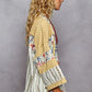 POL Raw Edge Open Front Patchwork Cardigan with Floral Trim Cardigans