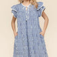 Haptics Double Ruffle Sleeve Dress with Side Pockets Knee Length Dresses