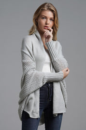 Dolman Sleeve Open Front Ribbed Trim Longline Cardigan | Cardigans Daverri Fashions