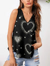 FAM-FAM Heart Printed V-Neck Tank - DAVERRI FASHIONS