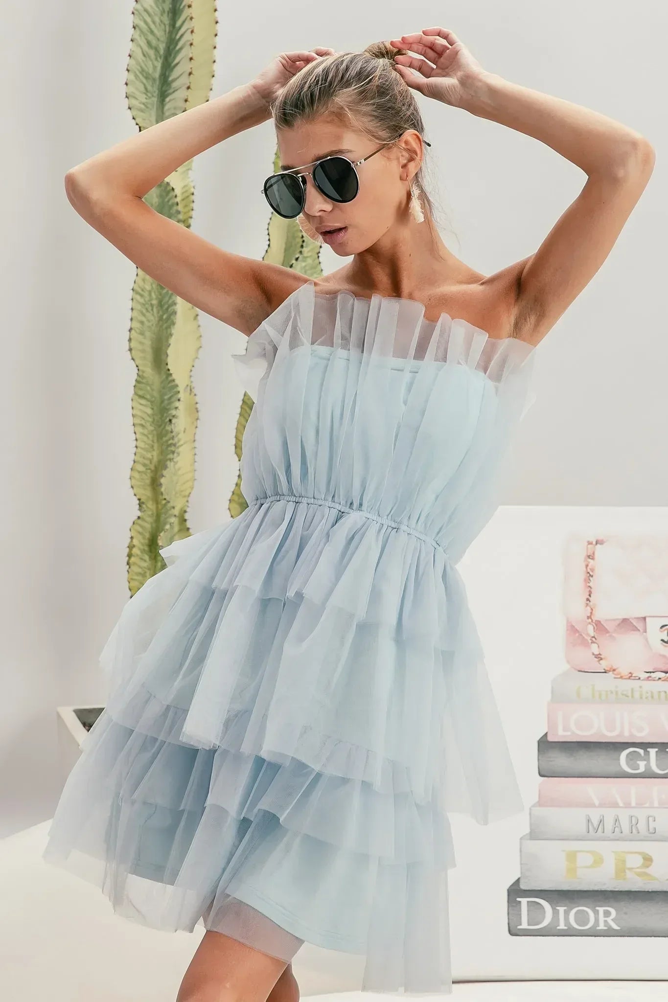 BiBi Sleeveless Layered Organza Dress - DAVERRI FASHIONS