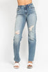 Judy Blue Full Size High Waist Distressed Dad Jean MD Jeans