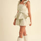 MABLE Jacquard Floral Peplum Top and Flare Shorts Set Outfit Sets