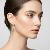 Zircon 925 sterling silver C-hoop earrings with cubic zirconia