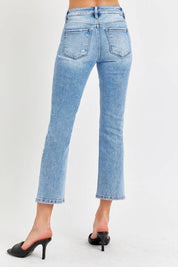 RISEN Full Size Low Rise Crop Slim Straight Jeans | Daverri Fashions