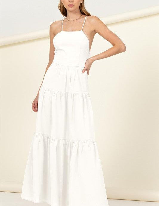 Said Yes Tiered Maxi Dress OFF WHITE L Maxi Dresses