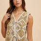 Annie Wear Ethnic Woven Jacquard Tie Front Vest - DAVERRI FASHIONS