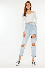 Kancan Open Pack Paperbag Mom Jeans | Jeans Daverri Fashions