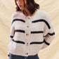 SO ME Stripe Soft Touch Button Cozy Sweater Cardigan - DAVERRI FASHIONS