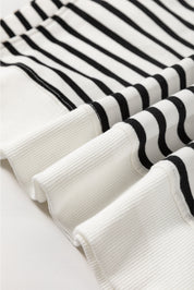 Black Stripe Raglan Sleeve Side Slits Loose Sweatshirt | Sweatshirts Daverri Fashions