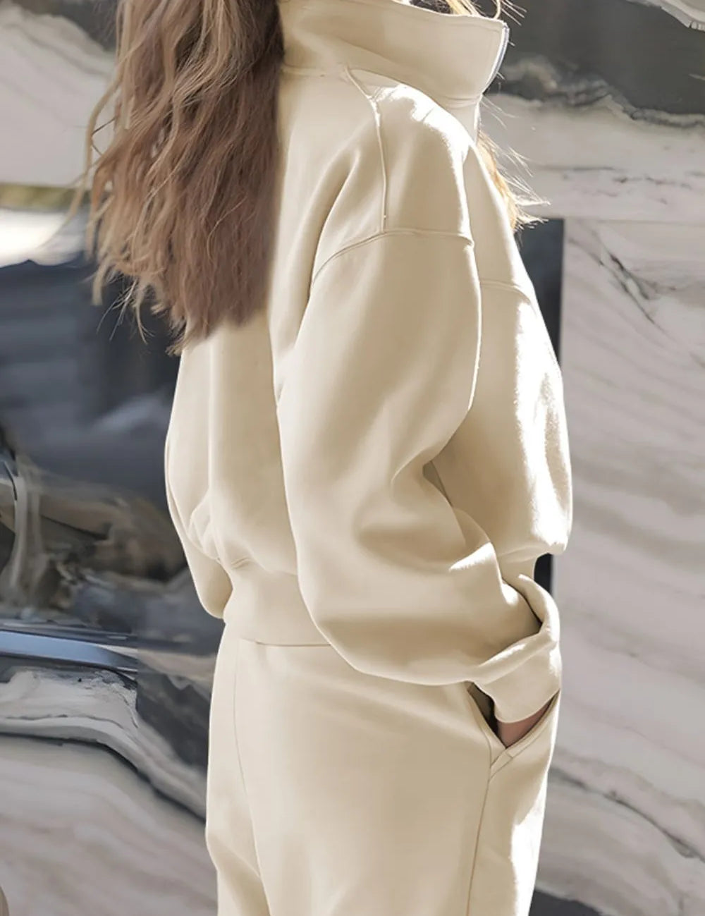 Half Zip Long Sleeve Top and Joggers Set | Loungewear Sets Daverri Fashions