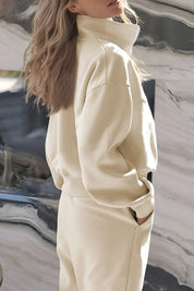 Half Zip Long Sleeve Top and Joggers Set | Loungewear Sets Daverri Fashions