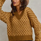 SO ME Color Block Textured Christmas Sweater V Neck Top - DAVERRI FASHIONS