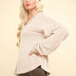 VERY J Two Tone Ribbed V-Neck Exposed Seam Top - DAVERRI FASHIONS