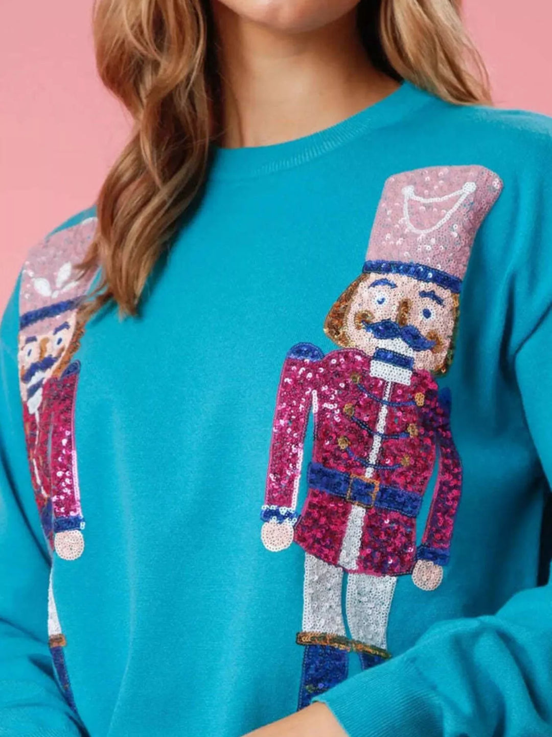 Christmas Sequin Nutcracker Dropped Shoulder Sweatshirt | Sweatshirts Daverri Fashions